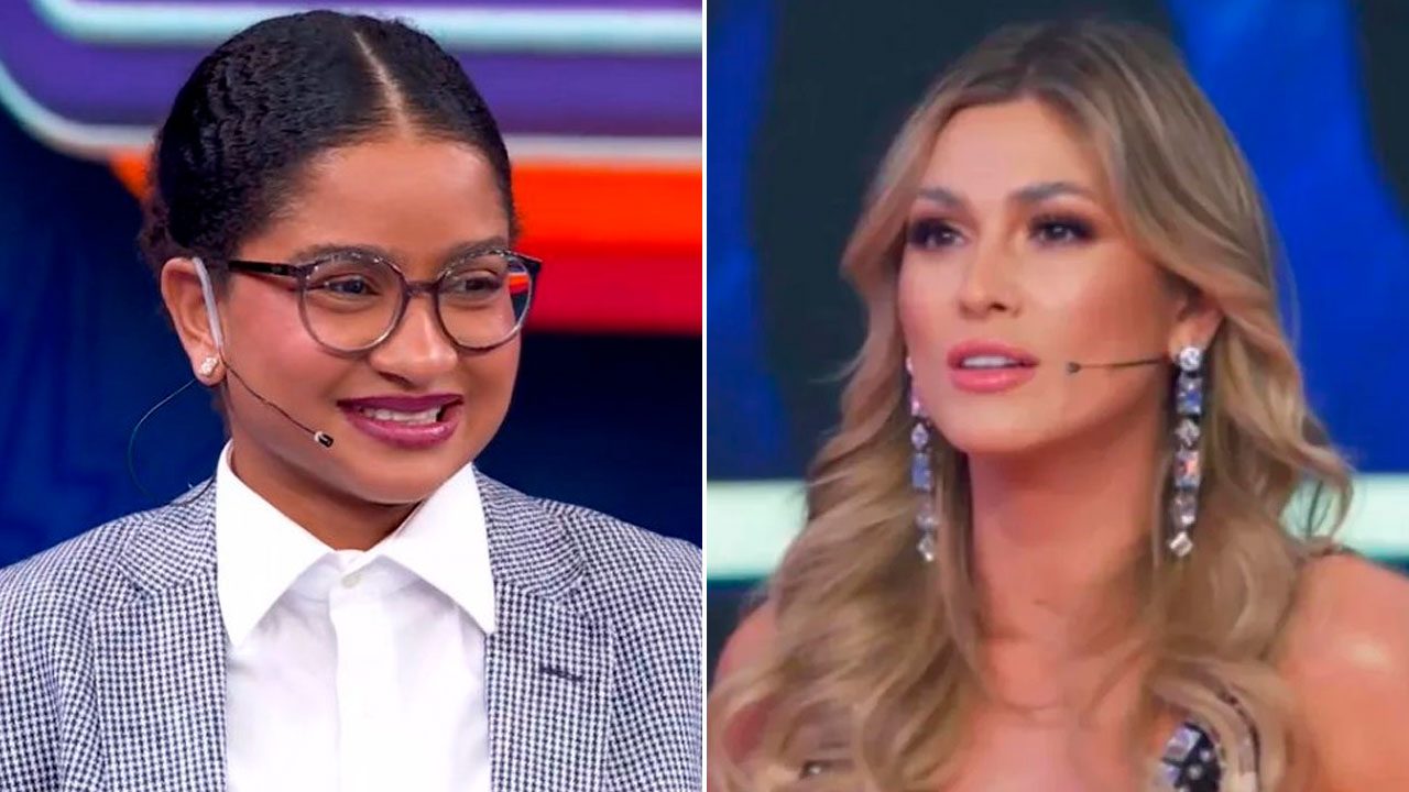 Milena Lages e Lívia Andrade usam microfone de cabeça durante participação no Domingão com Huck