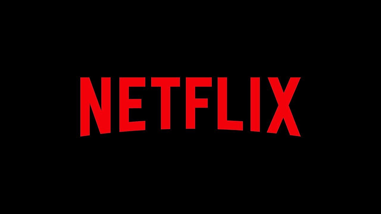 Logotipo vermelho da Netflix centralizado sobre fundo preto