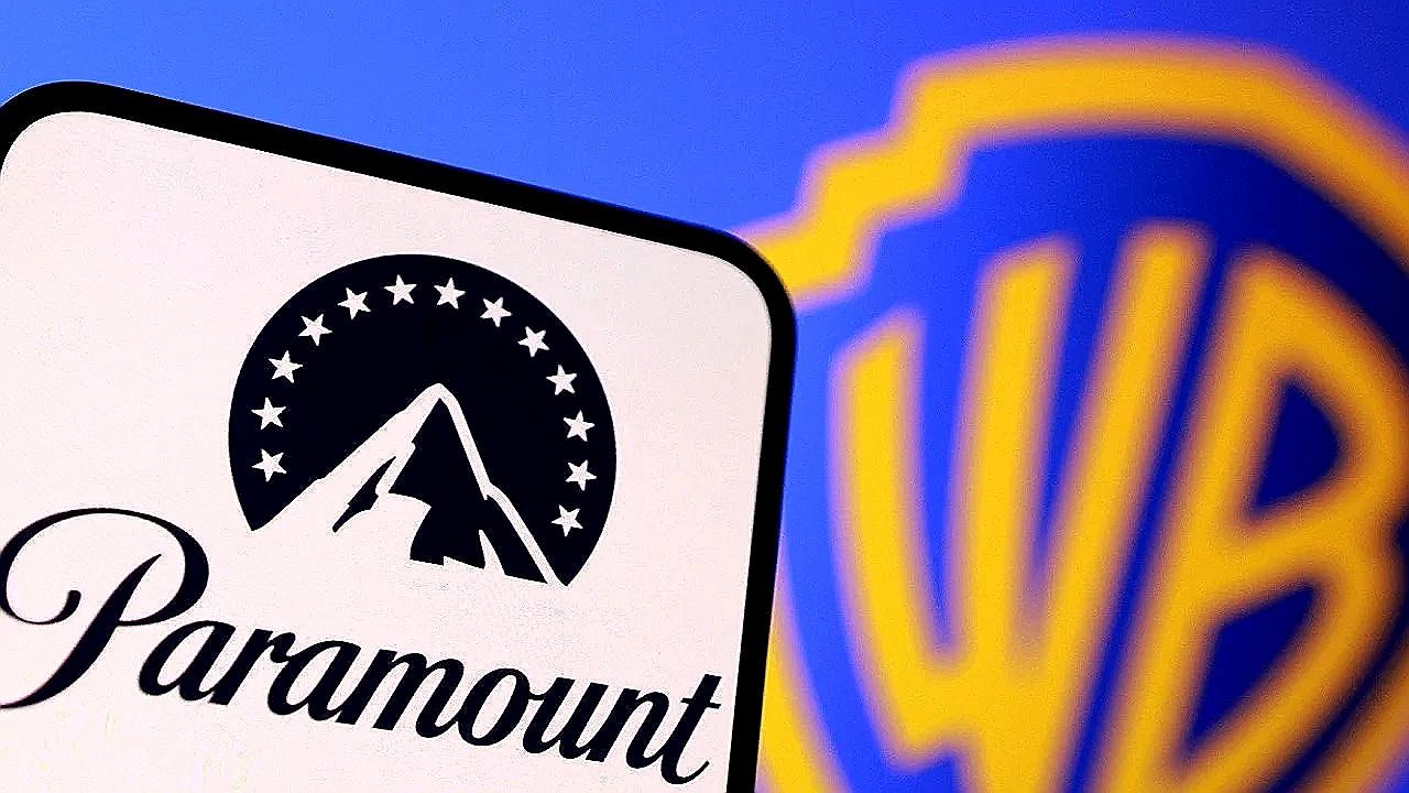 Logotipos da Paramount e Warner Bros. exibidos em tela, representando estúdios de cinema e streaming