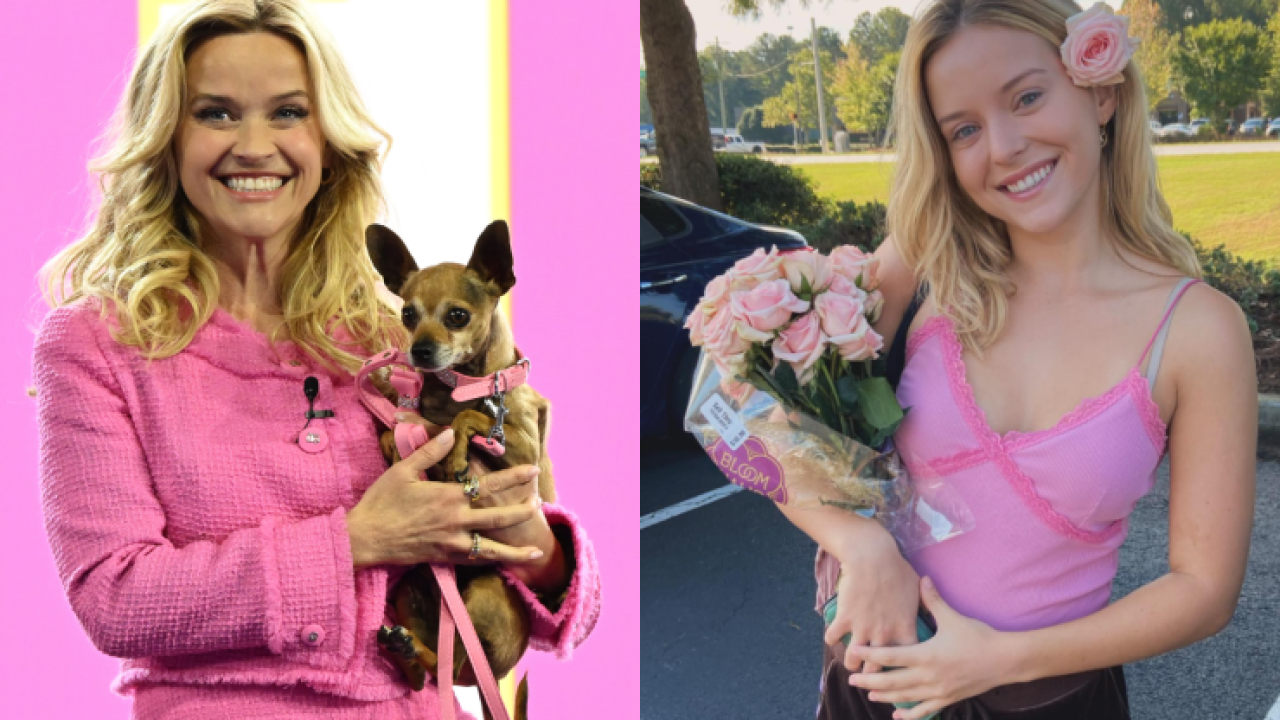 Montagem de Reese Witherspoon e Lexi Minetree, atrizes de Legalmente Loira