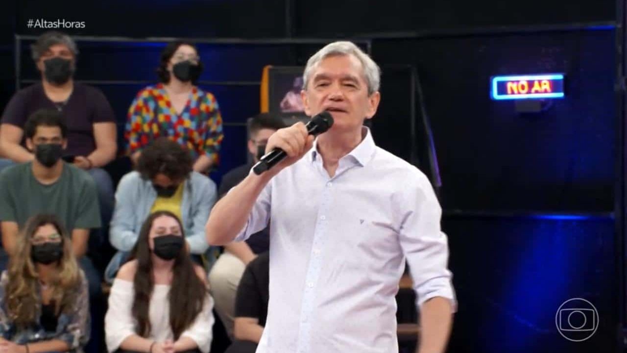 Foto de Serginho Groisman no palco do Altas Horas disse que puxou o cabelo de Silvio Santos