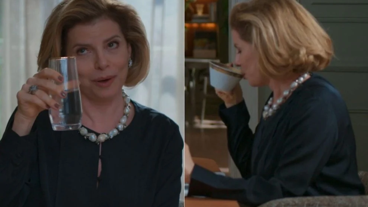 Imagem de cena de Odete Roitman com erro de continuidade